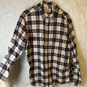Goodfellow Co Standard Fit Button Up Long Sleeve Brown Black Checkered Mens Med